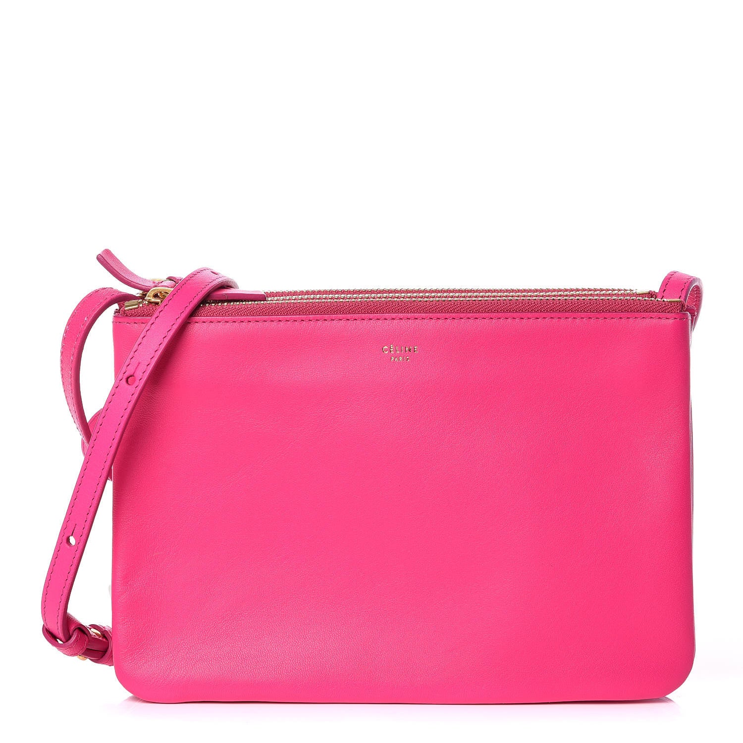 Celine Lambskin Small Trio Crossbody Bag Fluo Fuchsia 1 of 10
