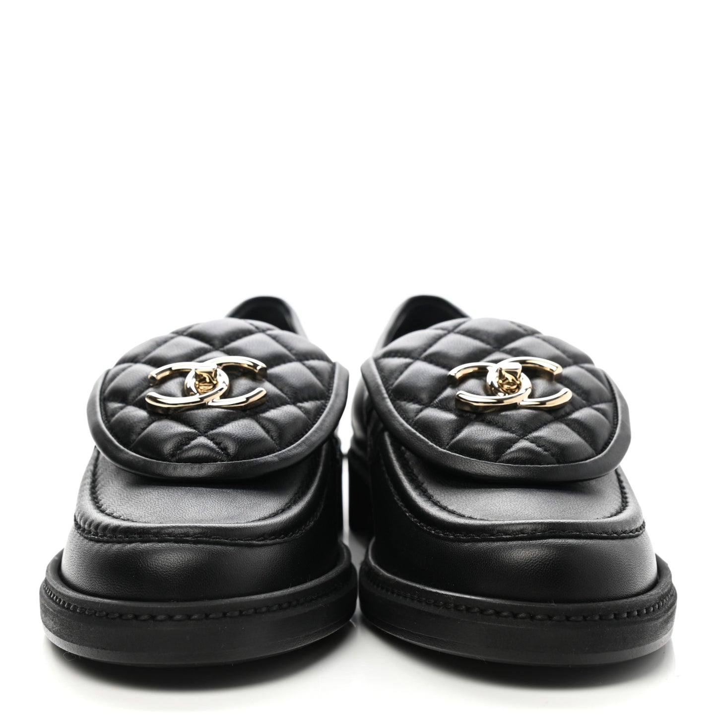 Lambskin Quilted CC Turnlock Loafers 37 Black