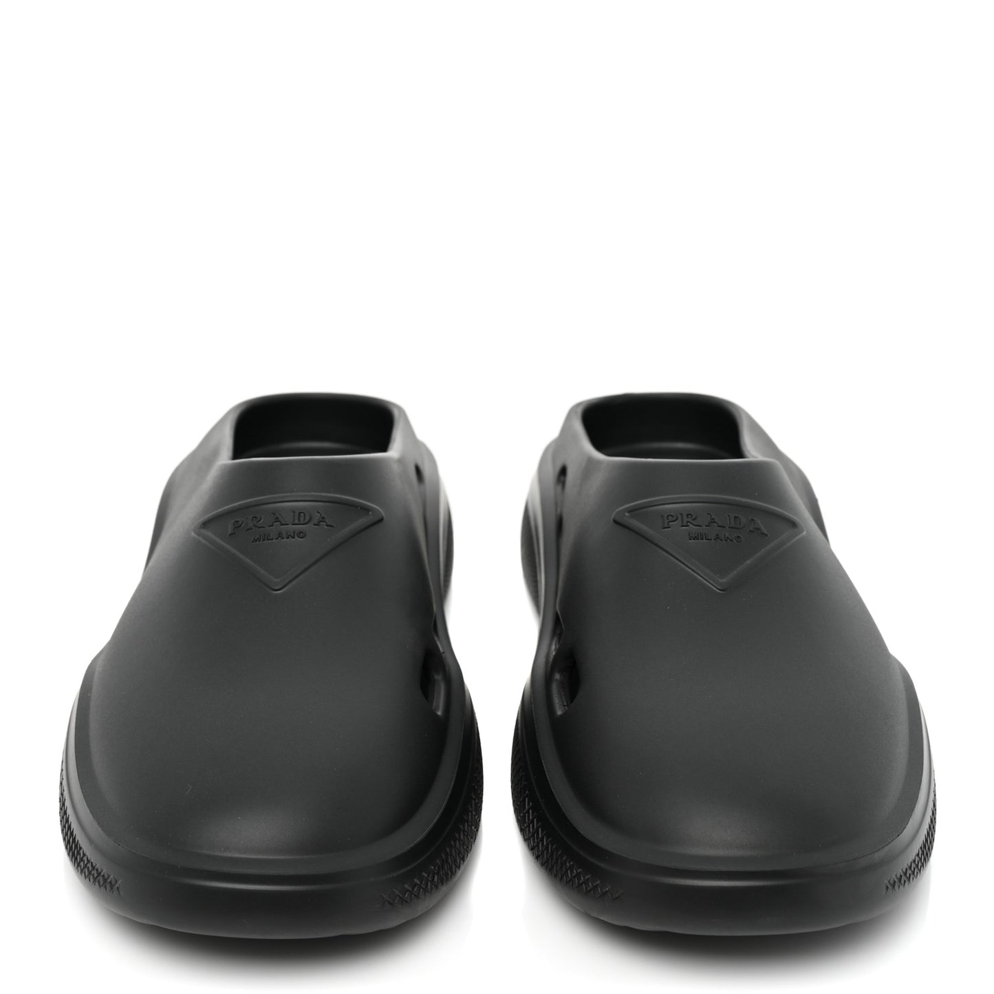 Soft Mellow Rubber Triangle Logo Embossed Womens 25mm Mules 37 Black
