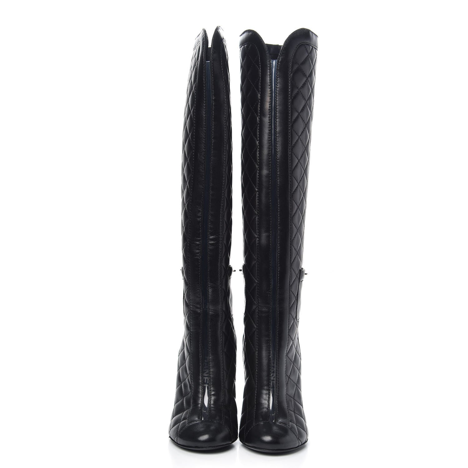 Chanel Lambskin Quilted Pocket High Boots 34 Black 2 of 8