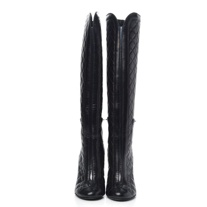 Chanel Lambskin Quilted Pocket High Boots 34 Black 2 of 8