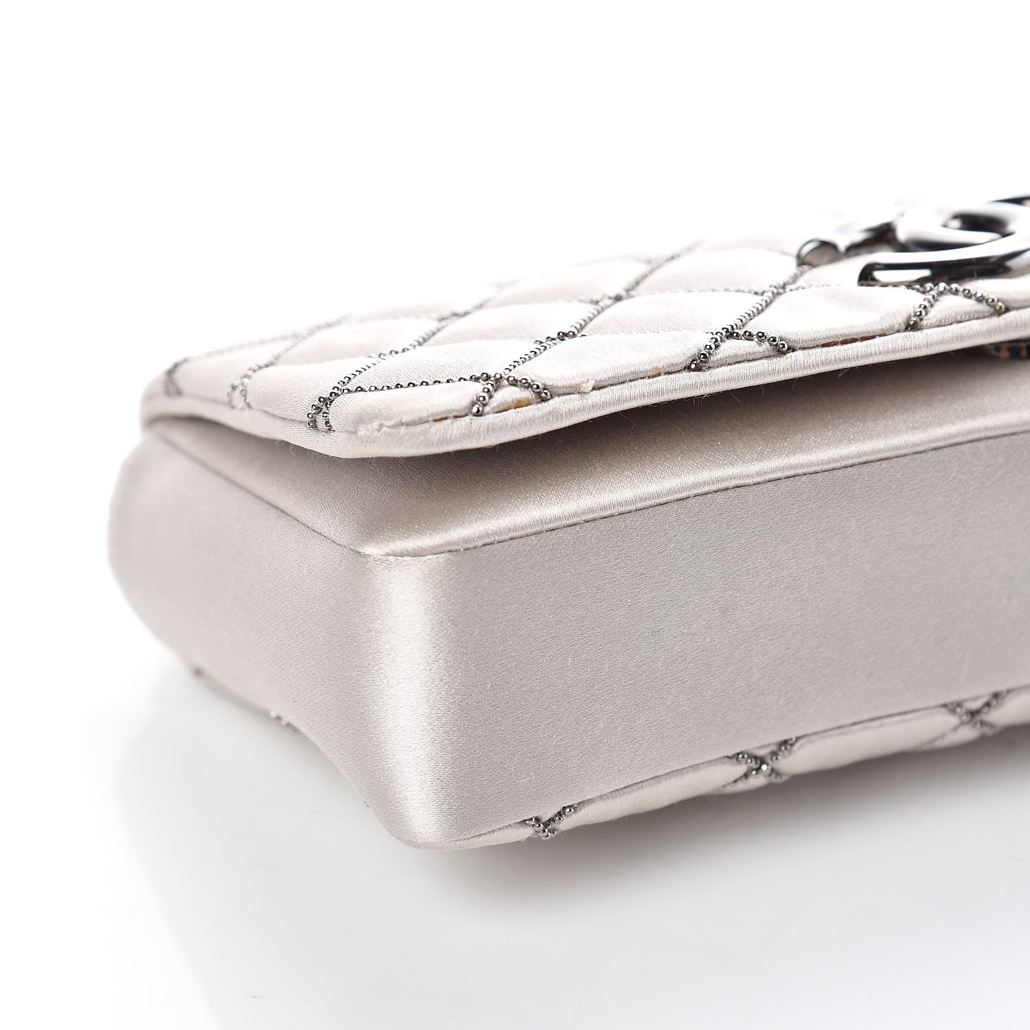 Chanel Satin Beaded Single Flap Silver 5 of 13