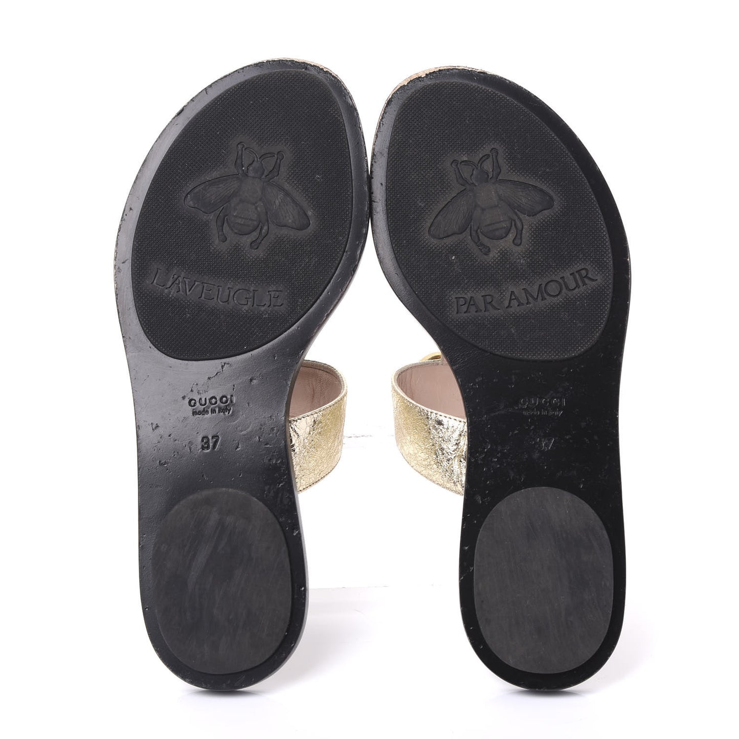 Nappa Silk Galassia GG Marmont Thong Flat Sandals 37 Platino