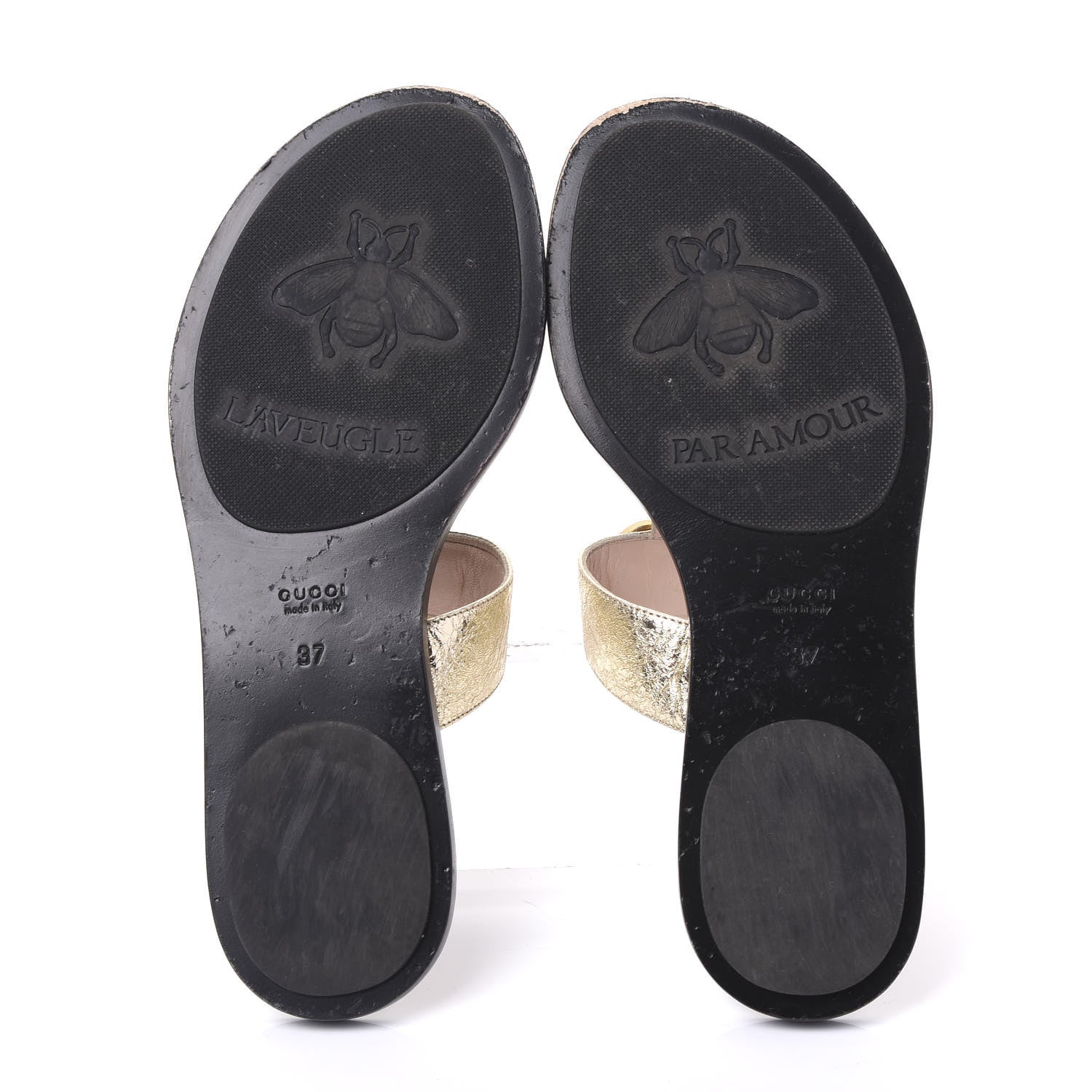 Gucci Nappa Silk Galassia GG Marmont Thong Flat Sandals 37 Platino 5 of 8