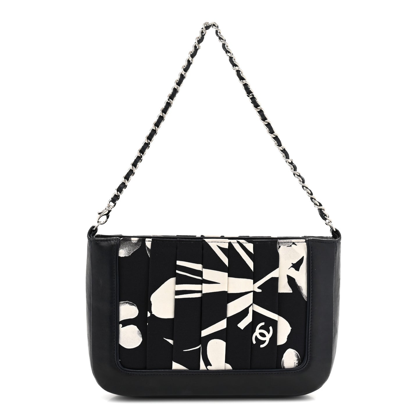 Lambskin Fabric Pleated Symbols Pochette Navy