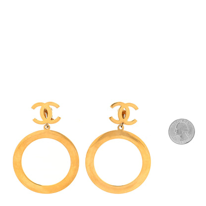 Chanel Metal CC Circle Drop Clip On Earrings Gold 2 of 4