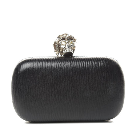 Alexander McQueen Textured Lambskin Skull Box Clutch Black 1 of 10