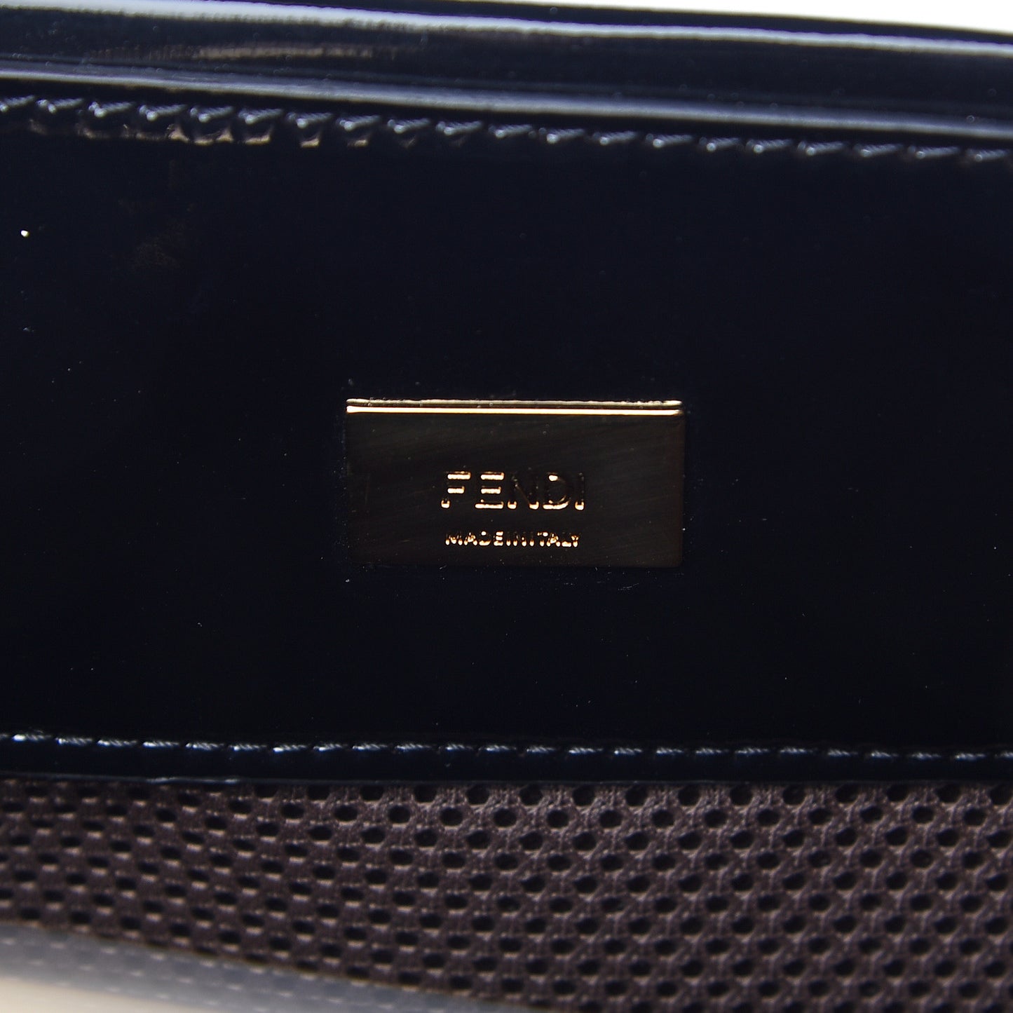 Patent FF 1974 Embossed Medium Shopping Flap Bag Black