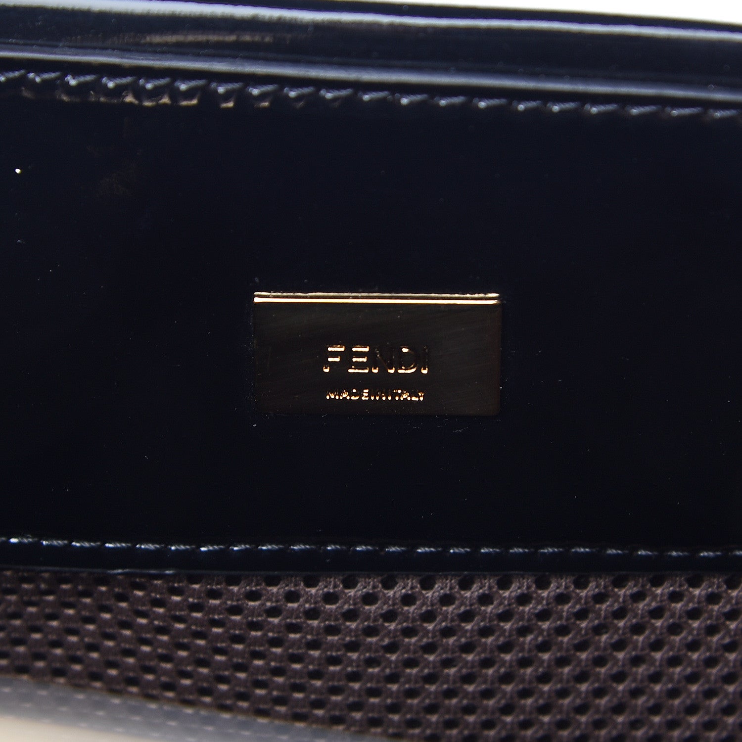 Fendi Patent FF 1974 Embossed Medium Shopping Flap Bag Black 6 of 10