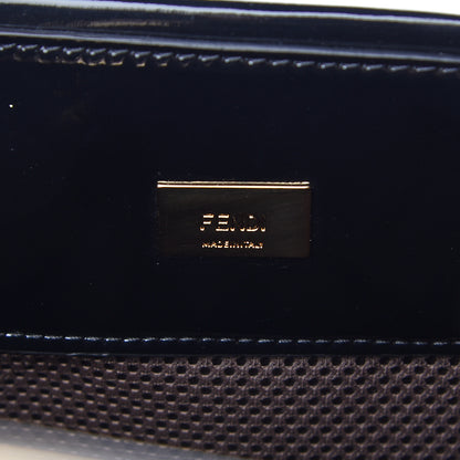 Fendi Patent FF 1974 Embossed Medium Shopping Flap Bag Black 6 of 10