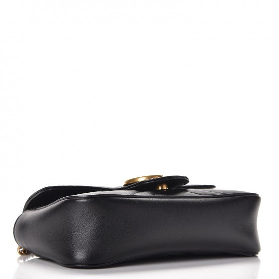 Calfskin Matelasse Super Mini GG Marmont Shoulder Bag Black
