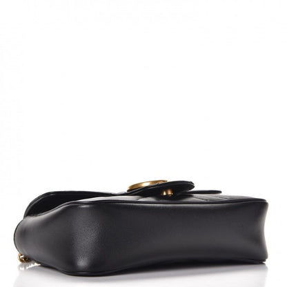 Gucci Calfskin Matelasse Super Mini GG Marmont Shoulder Bag Black 5 of 9