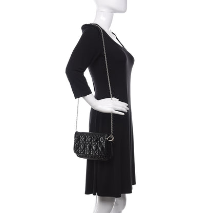 Christian Dior Patent Cannage Wallet on Chain Pouch Black 2 of 9