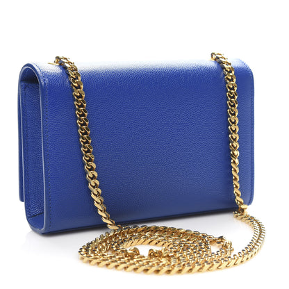 Saint Laurent Grain De Poudre Small Classic Monogram Kate Satchel Royal Blue 3 of 9