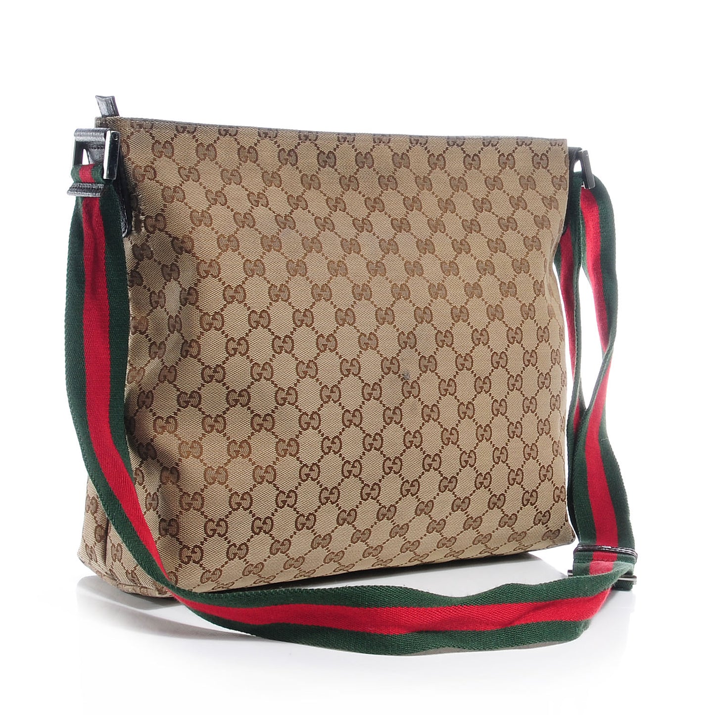 Monogram Web Medium Flat Messenger Bag Dark Brown