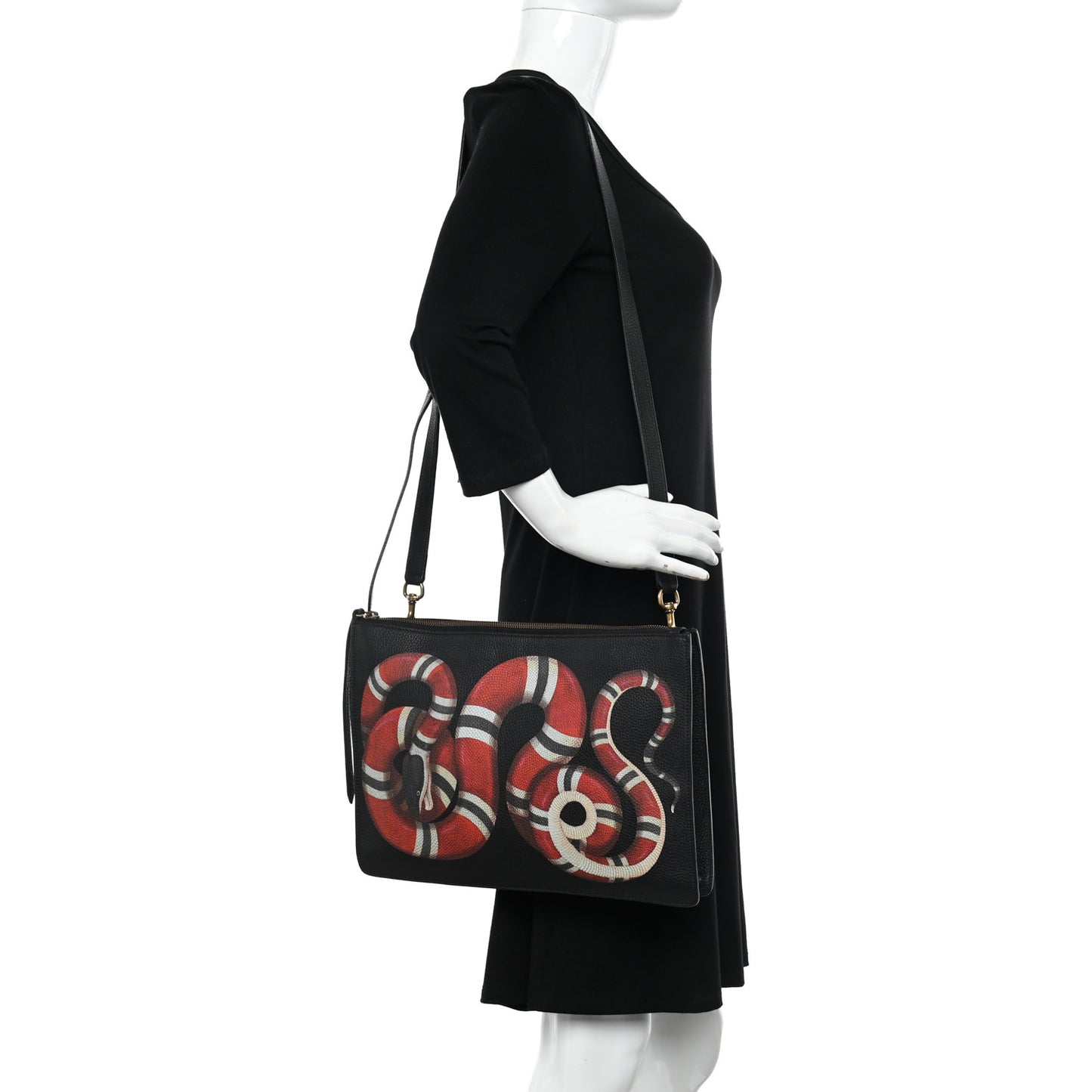 Calfskin Kingsnake Print Messenger Black