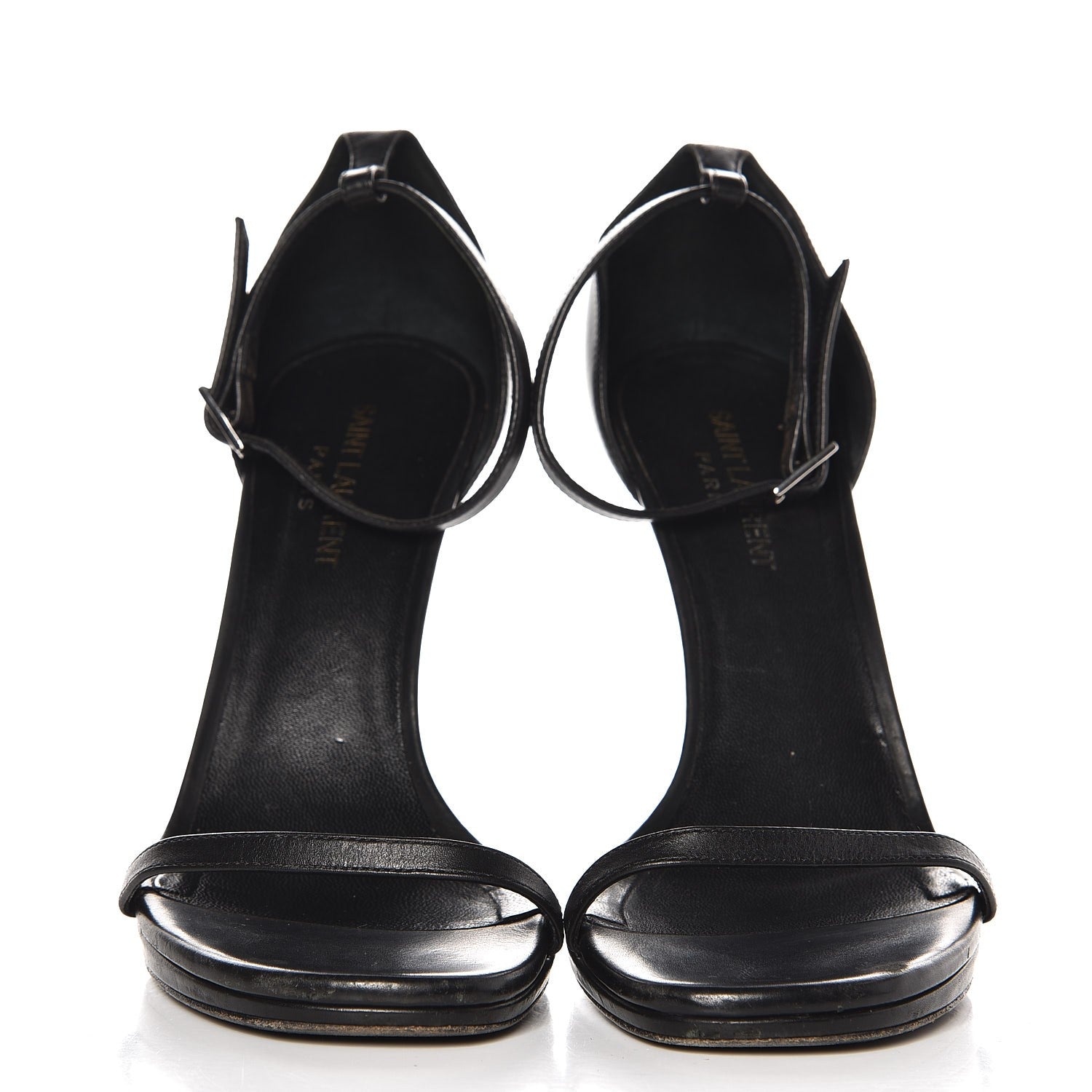 Saint Laurent Calfskin Jane 110 Ankle Strap Sandals 38 Black 2 of 8