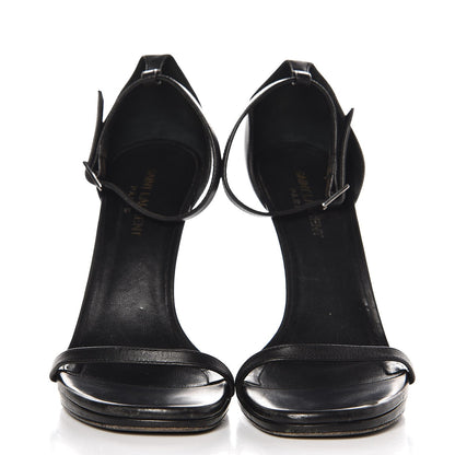 Saint Laurent Calfskin Jane 110 Ankle Strap Sandals 38 Black 2 of 8