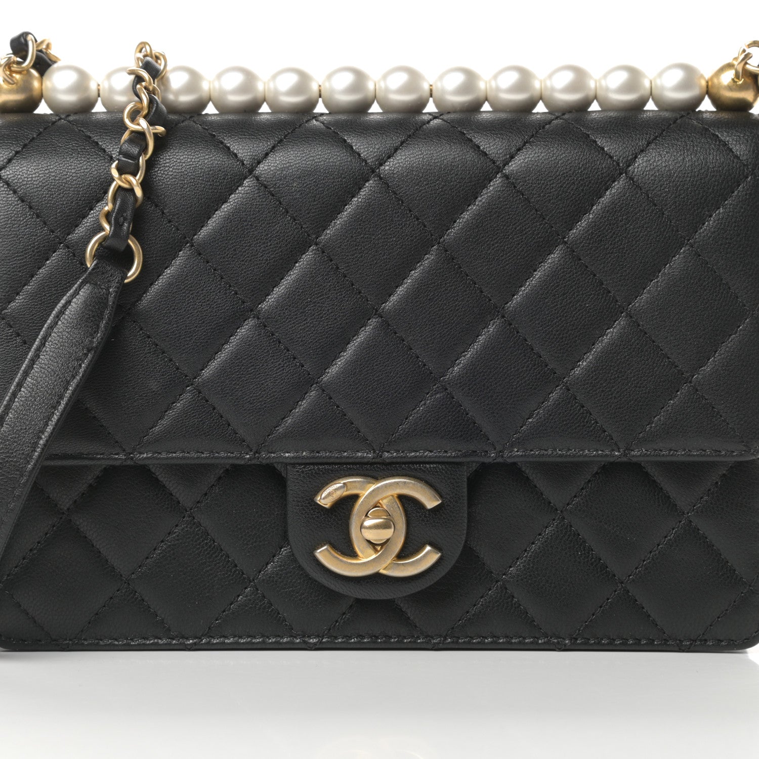 Chanel Lambskin Quilted Small Chic Pearls Flap Black 8 of 14