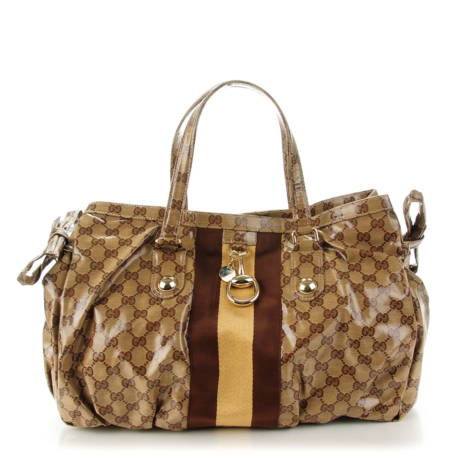 Gucci Crystal Monogram Medium Web Tote Brown 1 of 7