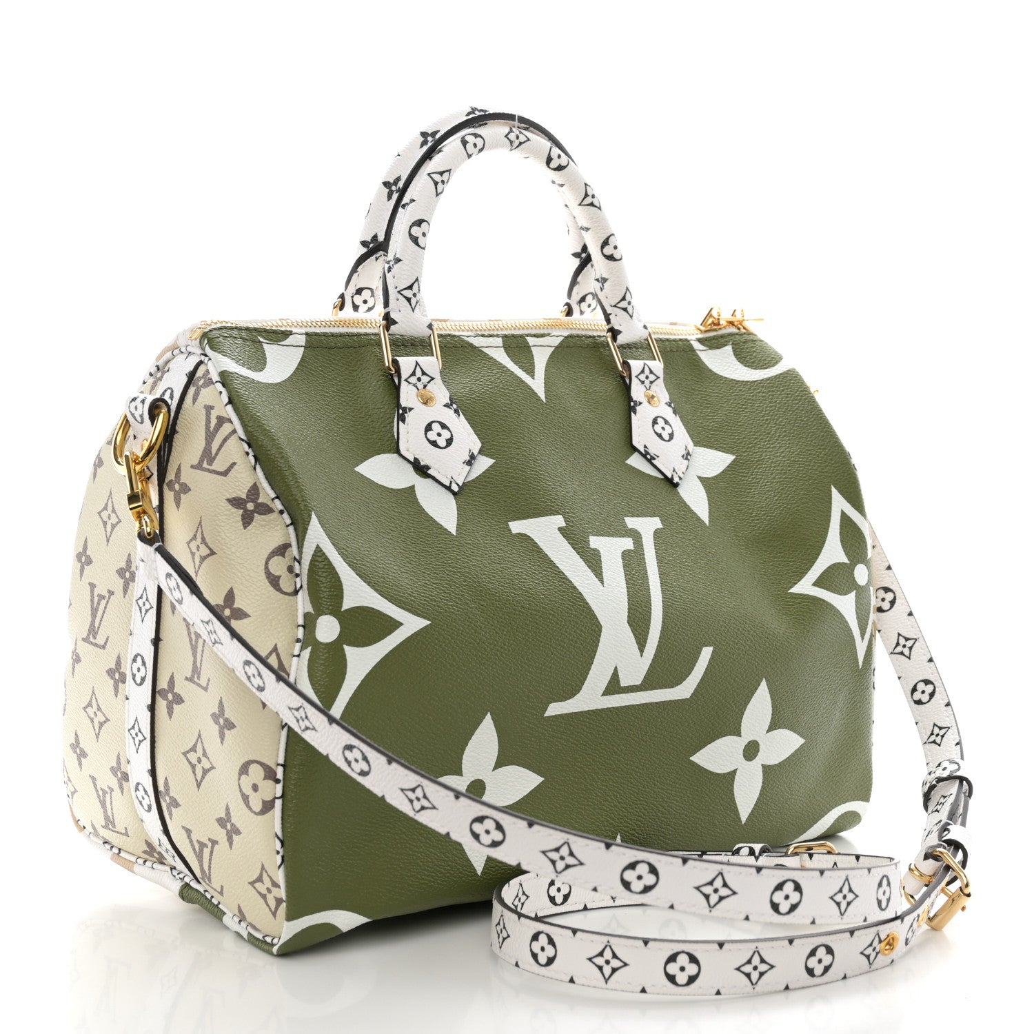 Louis Vuitton Monogram Giant Speedy Bandouliere 30 Kaki Beige 3 of 10