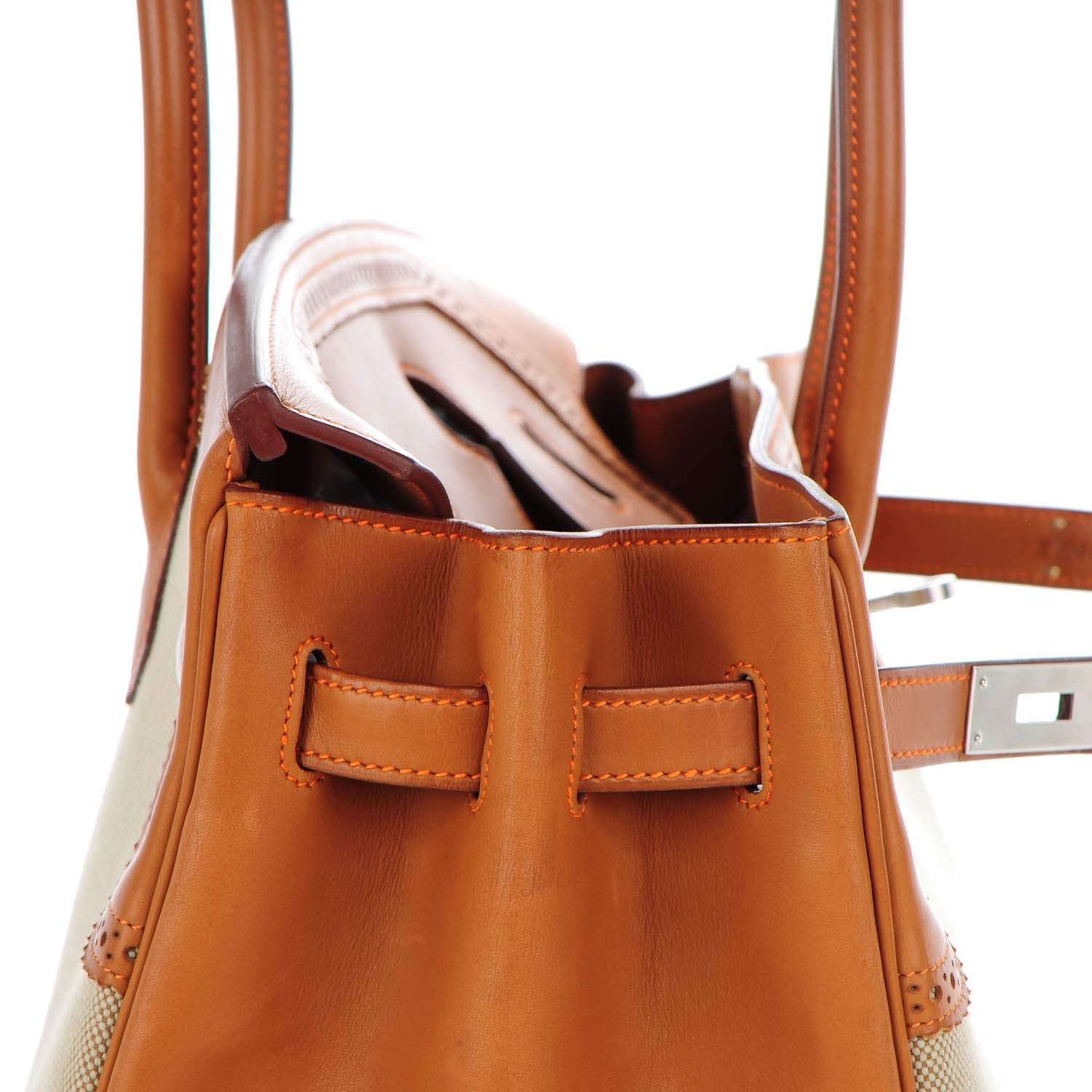 Hermes Barenia Toile Ghillies Birkin 35 Fauve 9 of 28