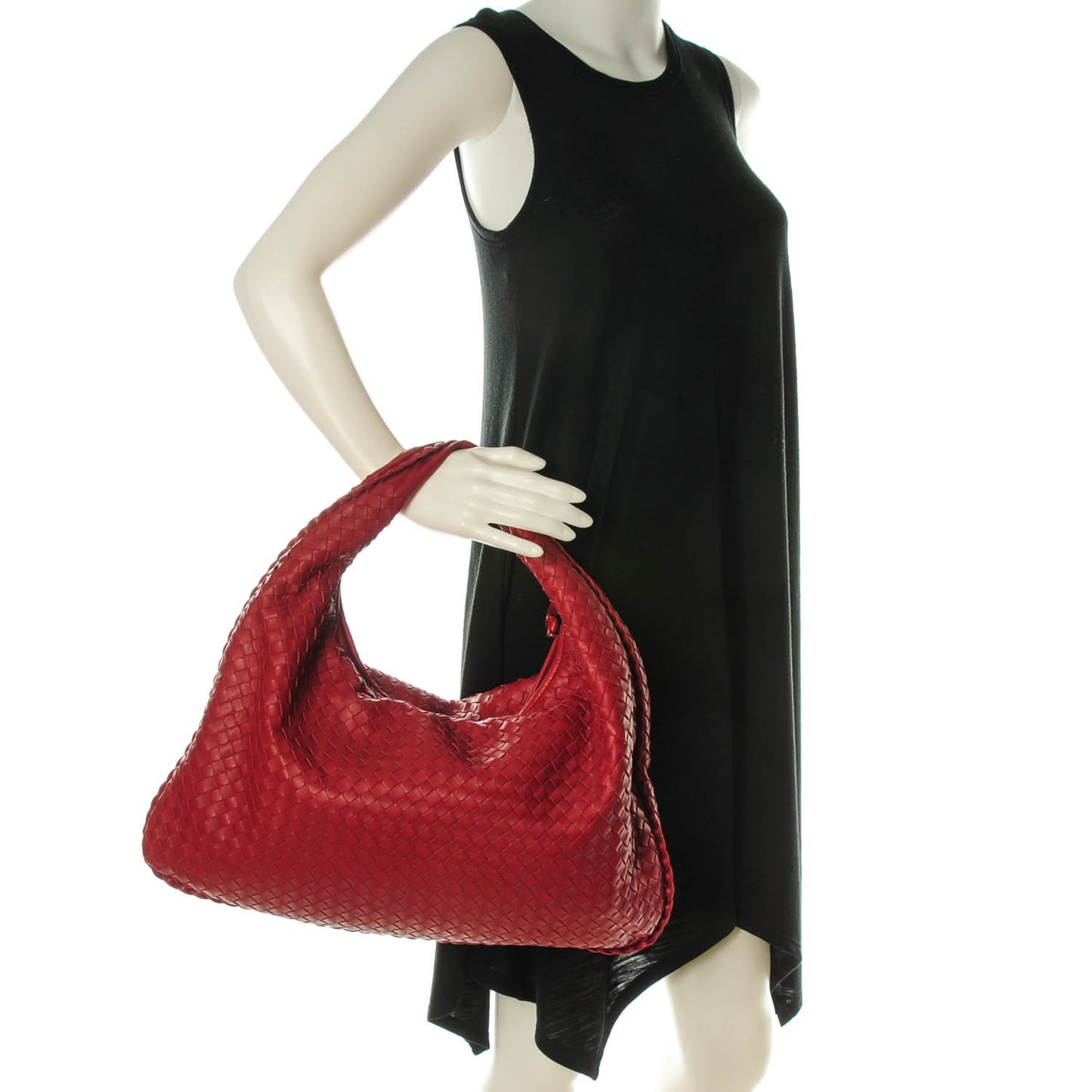 Nappa Intrecciato Large Veneta Hobo Crimson