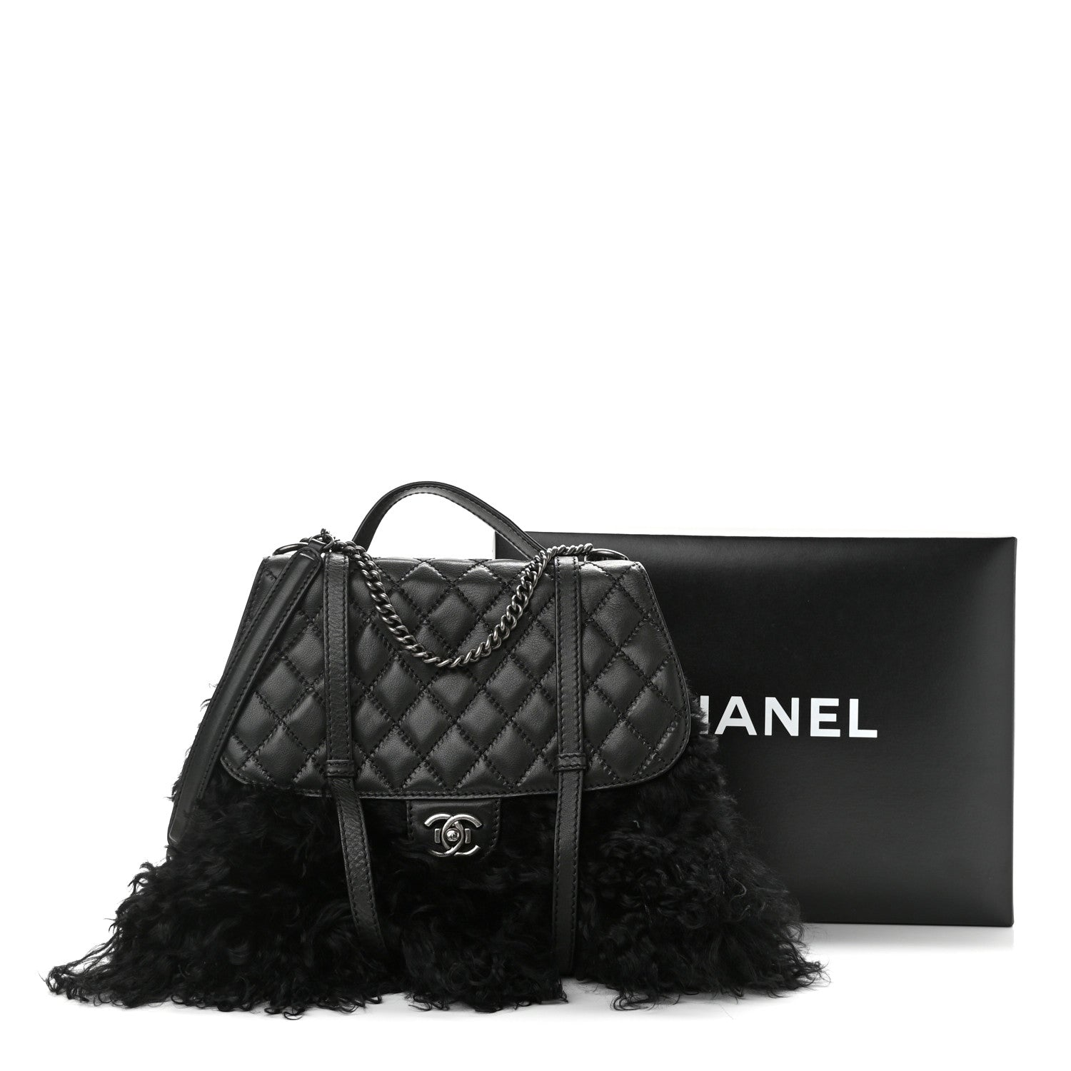 Chanel Lambskin Quilted Fur Paris Dallas Double Flap Bag Black 13 of 13