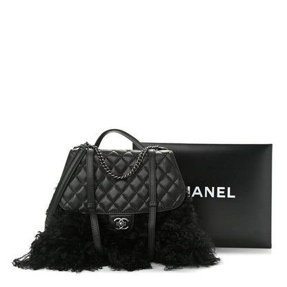 Chanel Lambskin Quilted Fur Paris Dallas Double Flap Bag Black 13 of 13