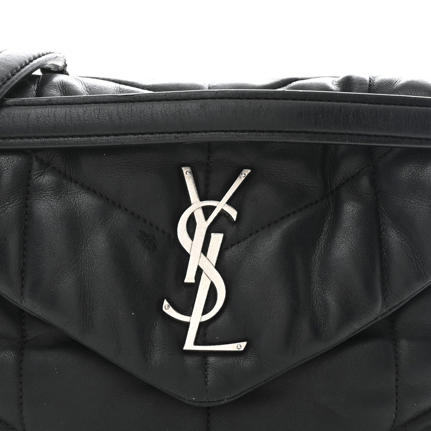 Saint Laurent Lambskin Quilted Small Loulou Puffer Monogram Chain Satchel Black 8 of 14