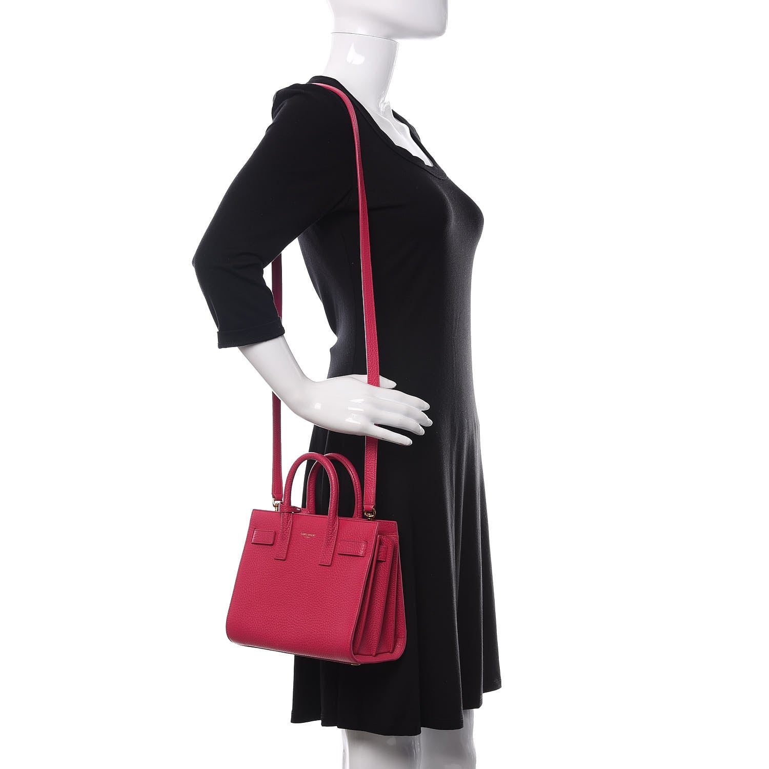Saint Laurent Grained Calfskin Nano Sac De Jour Fuchsia 2 of 13