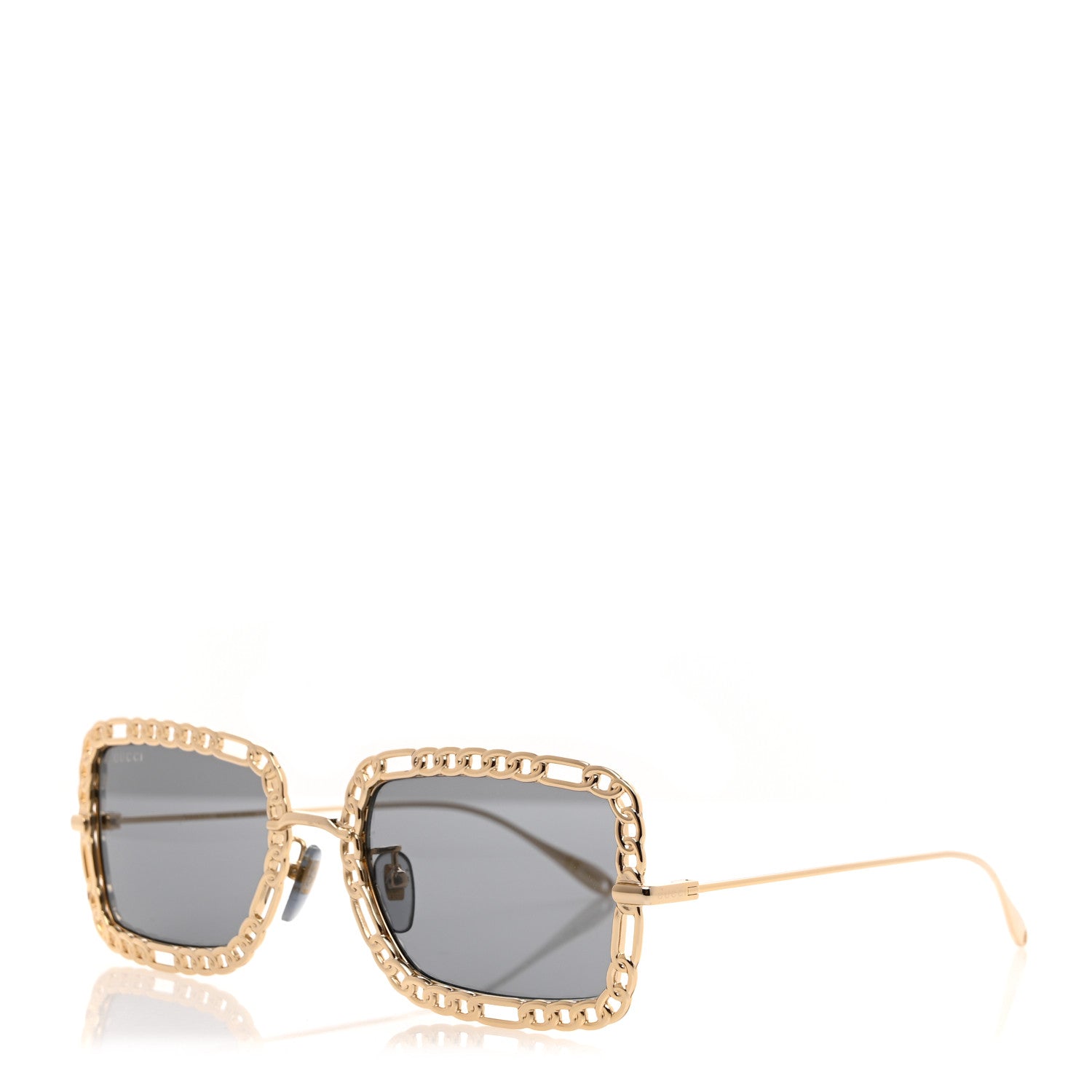 Gucci Rectangle Chain Sunglasses GG1112S Gold 1 of 8
