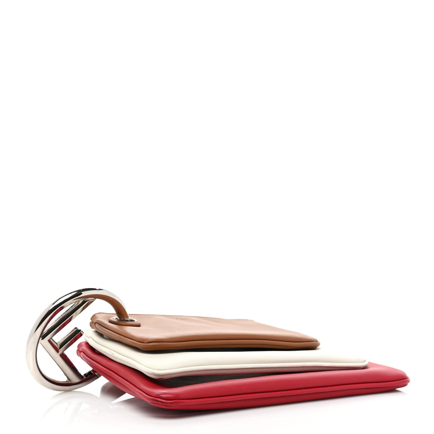 Vitello Century Opaco F is Fendi Tri-Color Triplette Pouch Set Corteccia White Ice Fragola