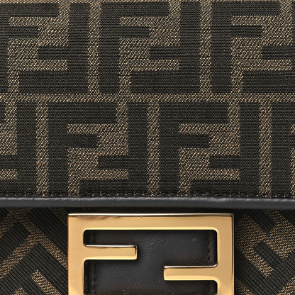 Fendi Fabric Jacquard FF 1974 Midi Chain Baguette Tobacco Moro 8 of 11