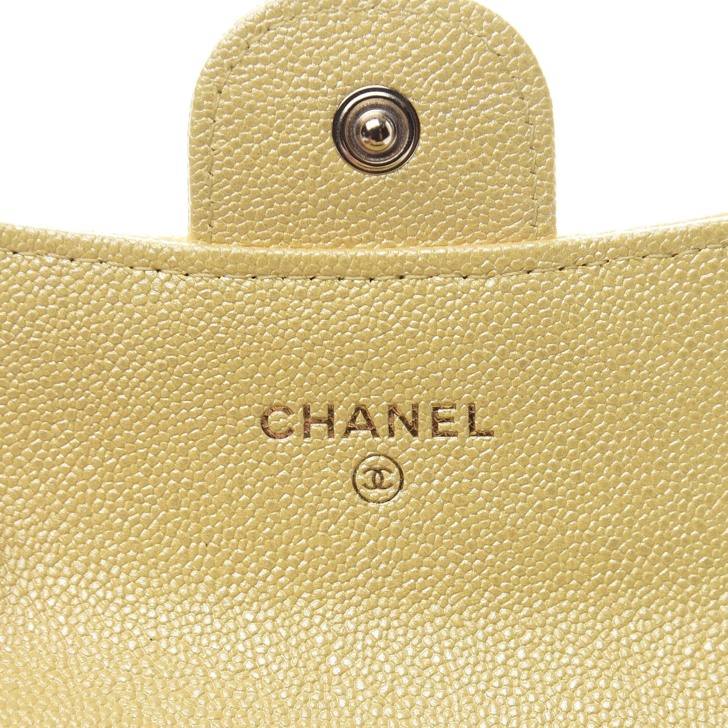 Chanel Iridescent Caviar Quilted Flap Card Holder Wallet Yellow 5 of 10