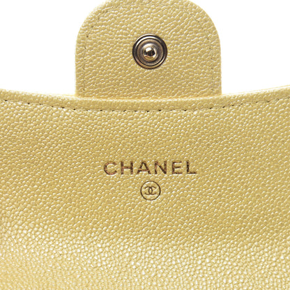 Chanel Iridescent Caviar Quilted Flap Card Holder Wallet Yellow 5 of 10