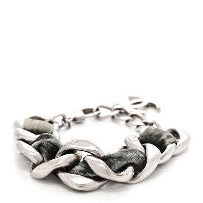 Chanel Velvet CC Chain Bracelet Grey Silver 1 of 6