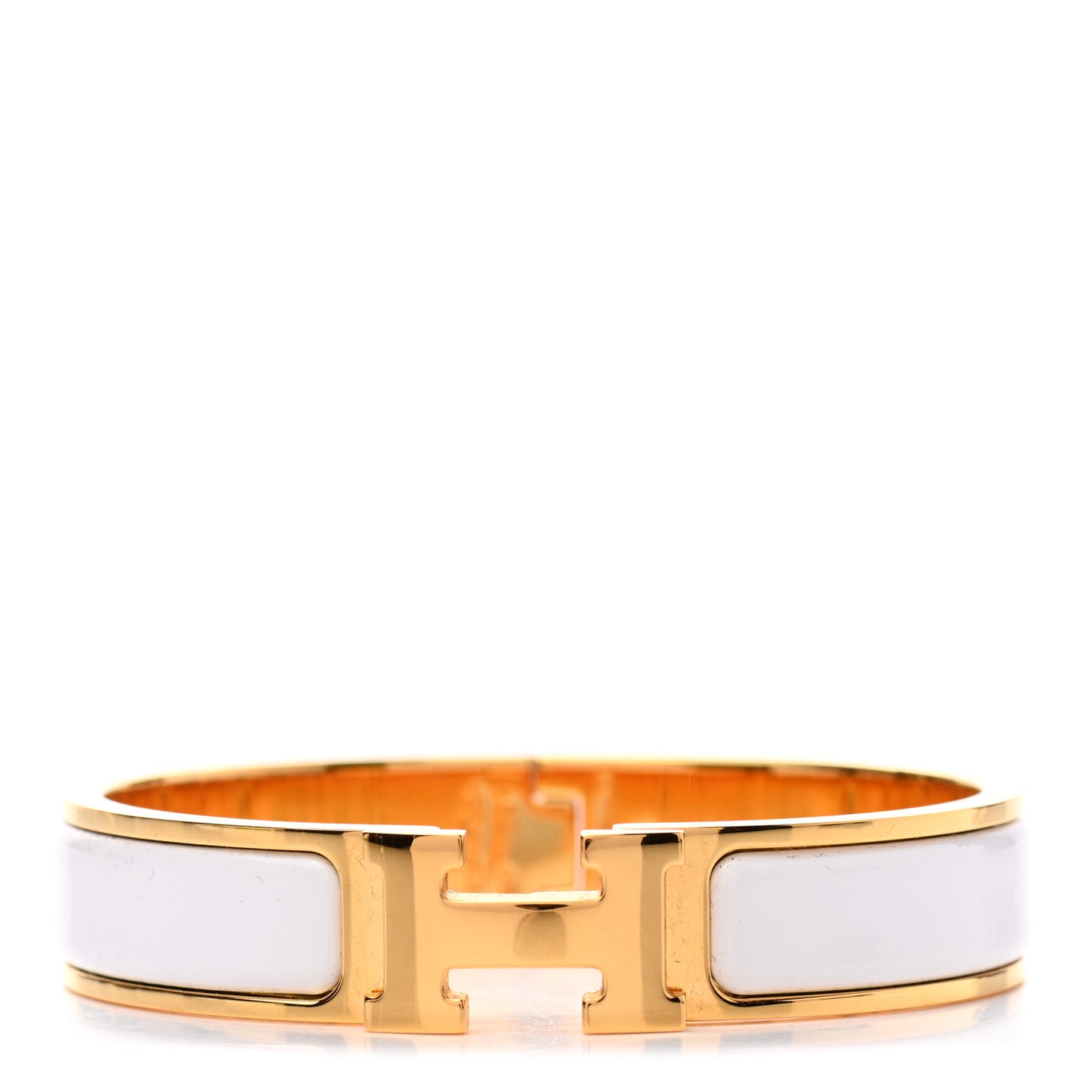 Enamel Narrow Clic Clac H Bracelet PM White