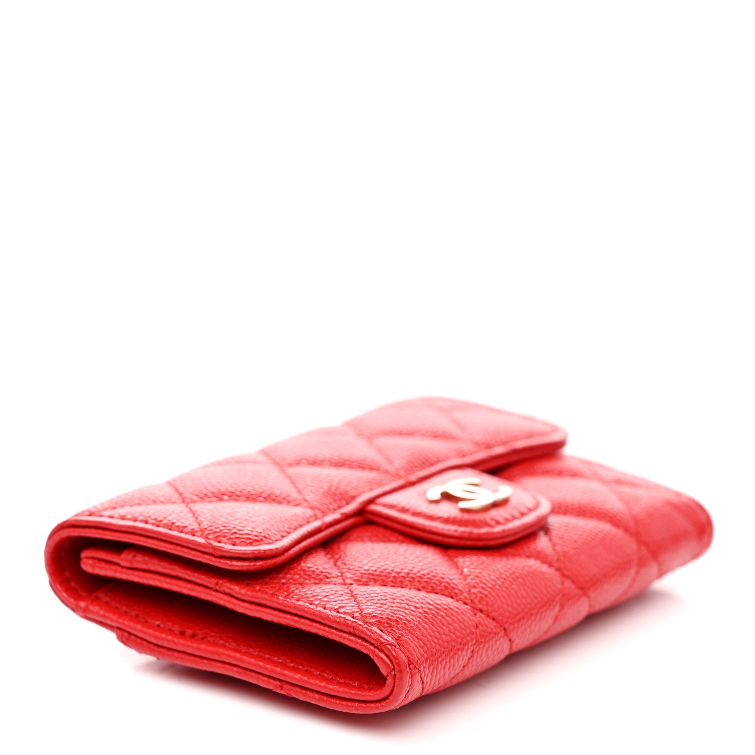 Chanel Caviar Quilted Flap Card Holder Wallet Red 4 of 9