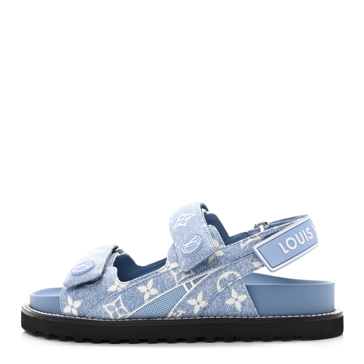 Monogram Denim Paseo Flat Comfort Sandals 38 Light Blue