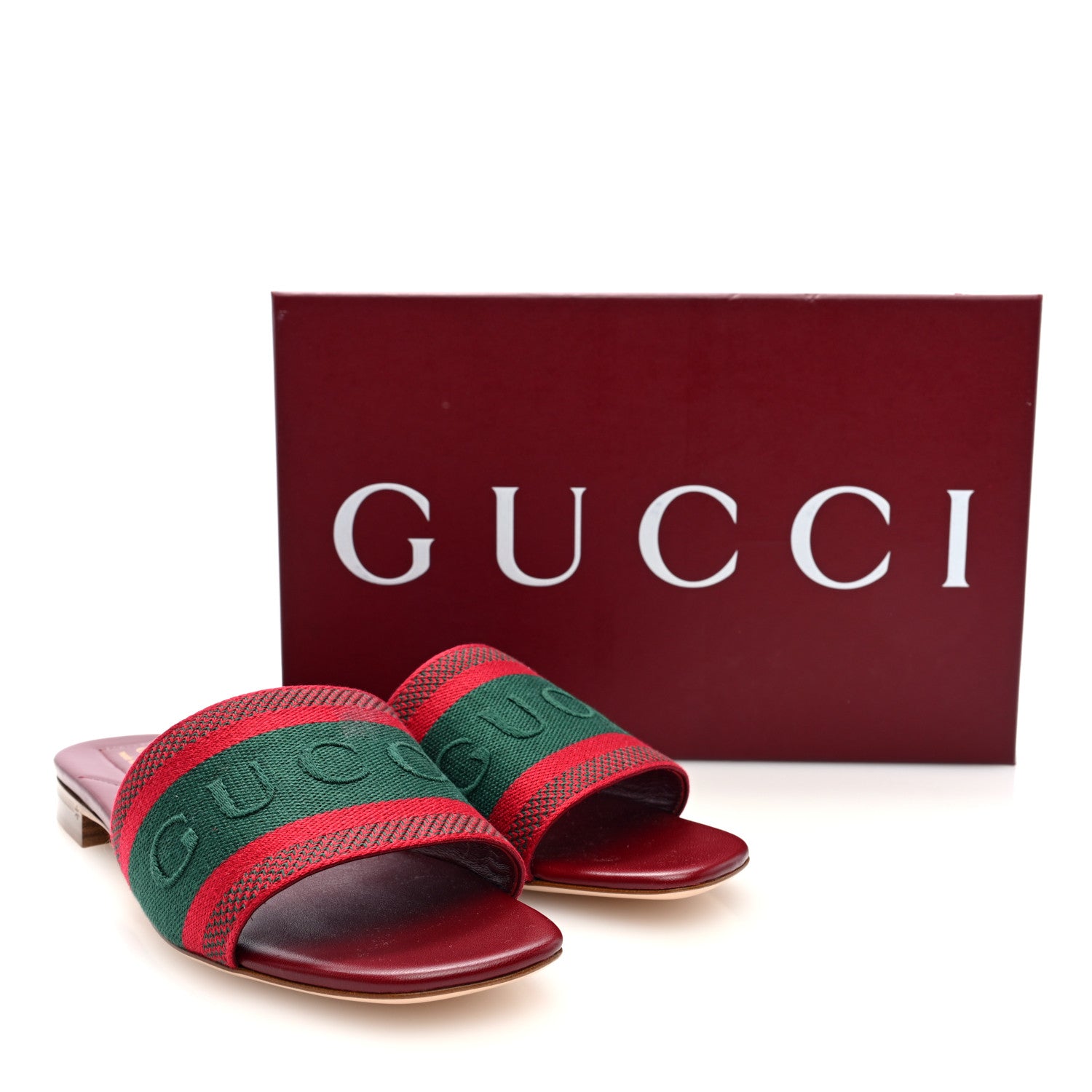 Gucci Canvas Web Womens Slide Sandals 40 Red Bordeaux 9 of 9
