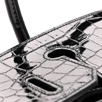 Hermes Shiny Niloticus Crocodile Birkin 30 Black 12 of 13