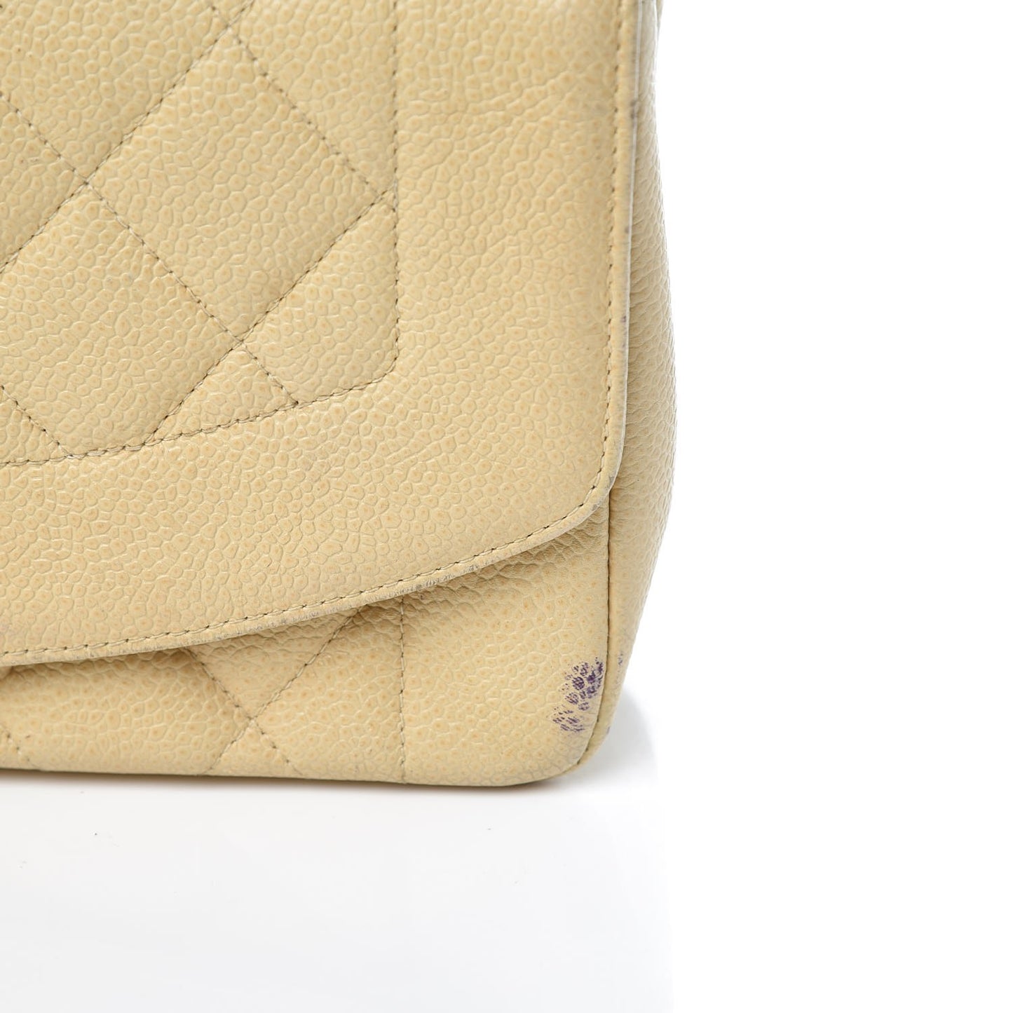 Caviar Quilted Small Single Flap Beige