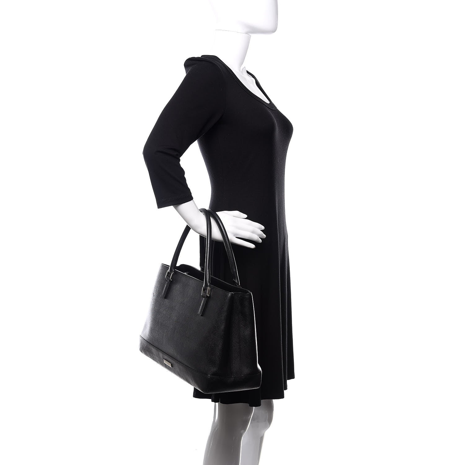 Burberry Saffiano Top Handle Tote Black 2 of 25