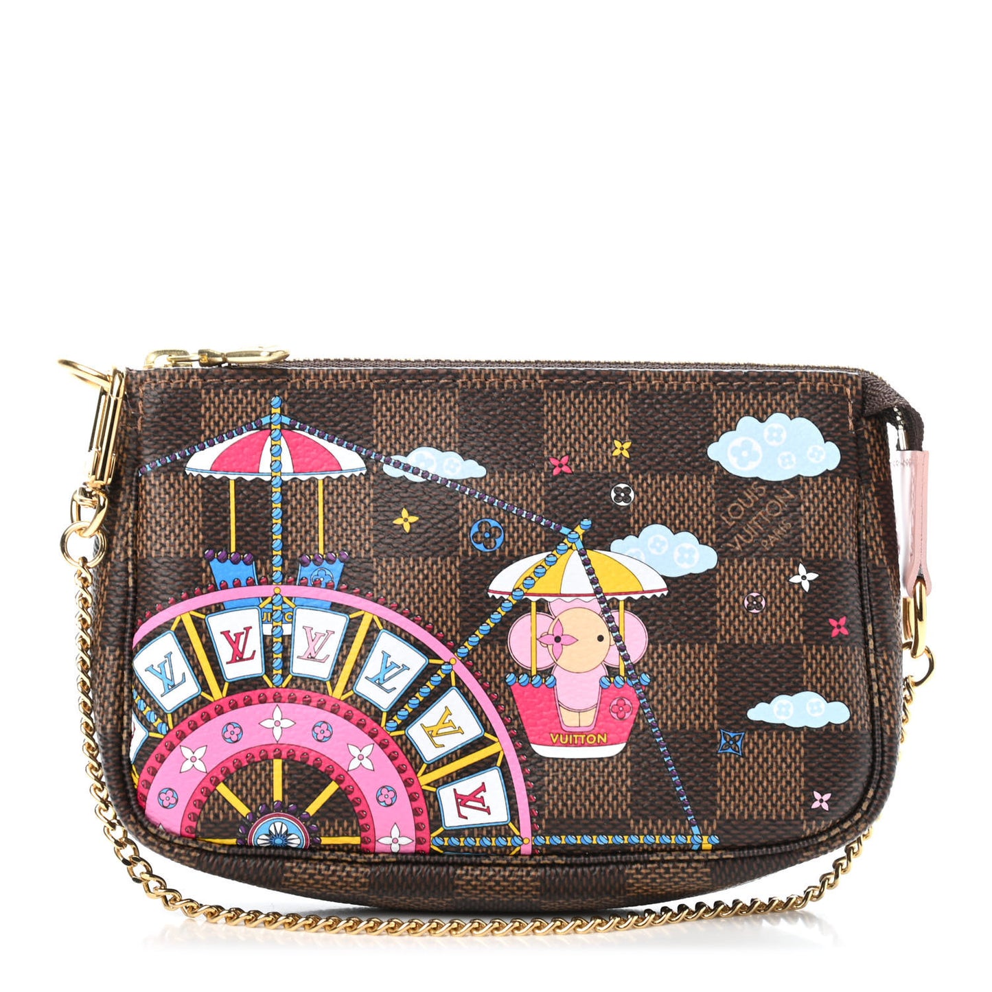 Damier Ebene 2020 Christmas Animation Big Wheel Mini Pochette Accessories Rose Ballerine
