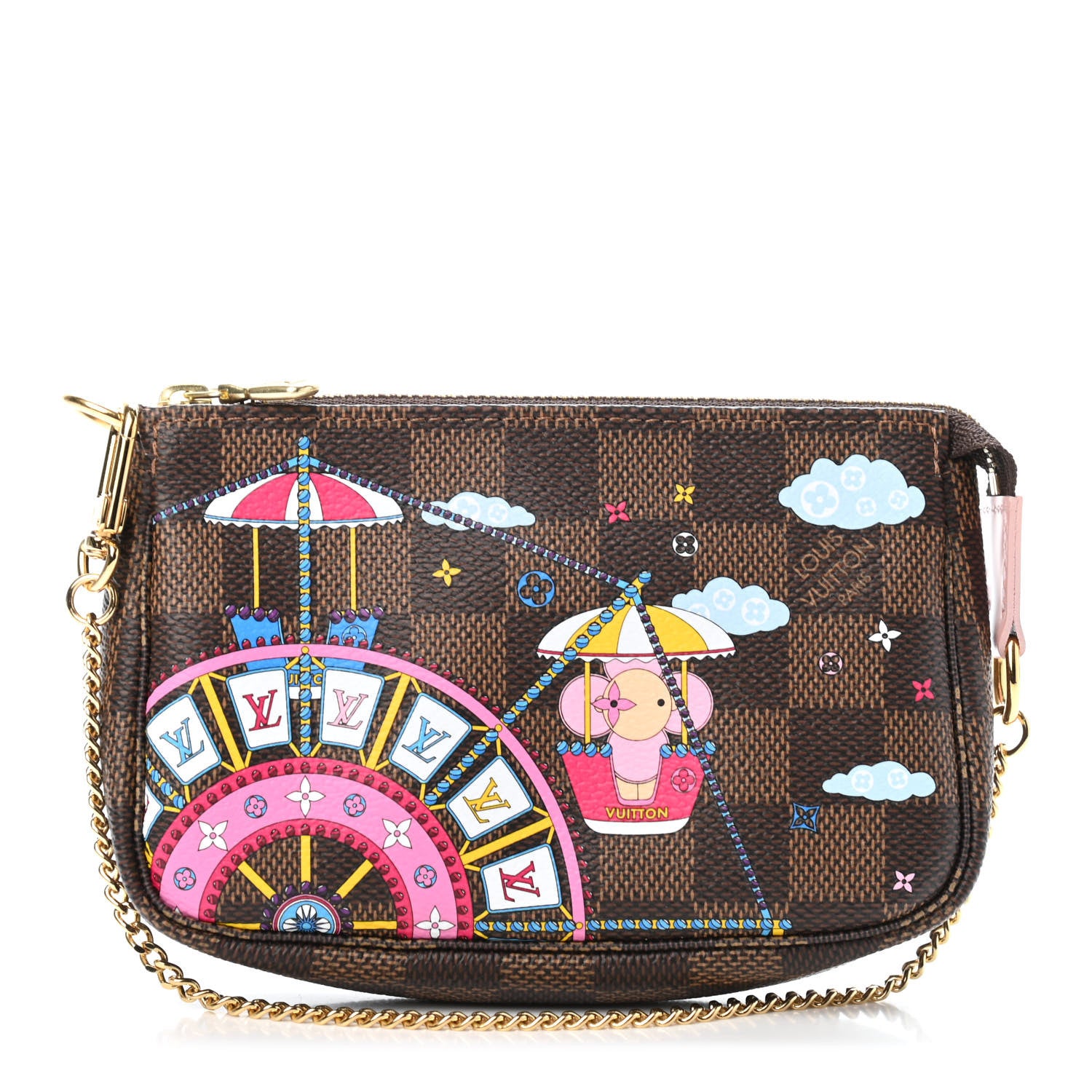 Louis Vuitton Damier Ebene 2020 Christmas Animation Big Wheel Mini Pochette Accessories Rose Ballerine 1 of 4