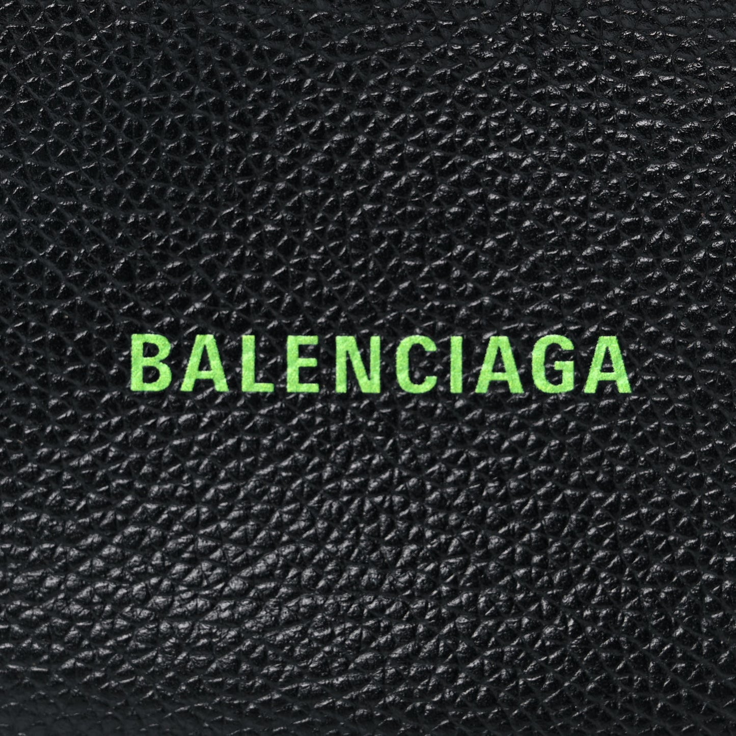 Grained Calfskin Logo Mini Cash Crossbody Pouch Black Fluo Green