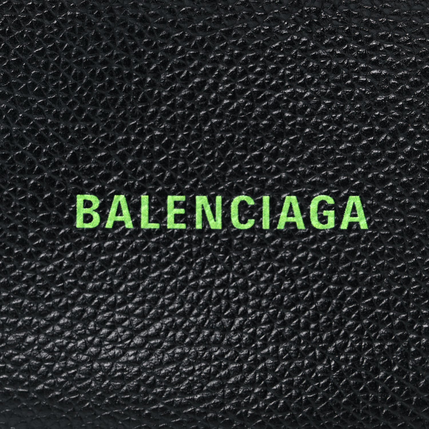 Balenciaga Grained Calfskin Logo Mini Cash Crossbody Pouch Black Fluo Green 9 of 9