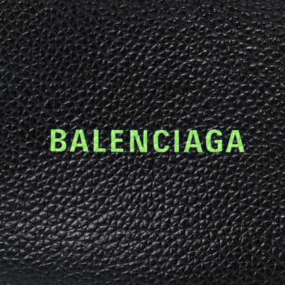 Balenciaga Grained Calfskin Logo Mini Cash Crossbody Pouch Black Fluo Green 9 of 9