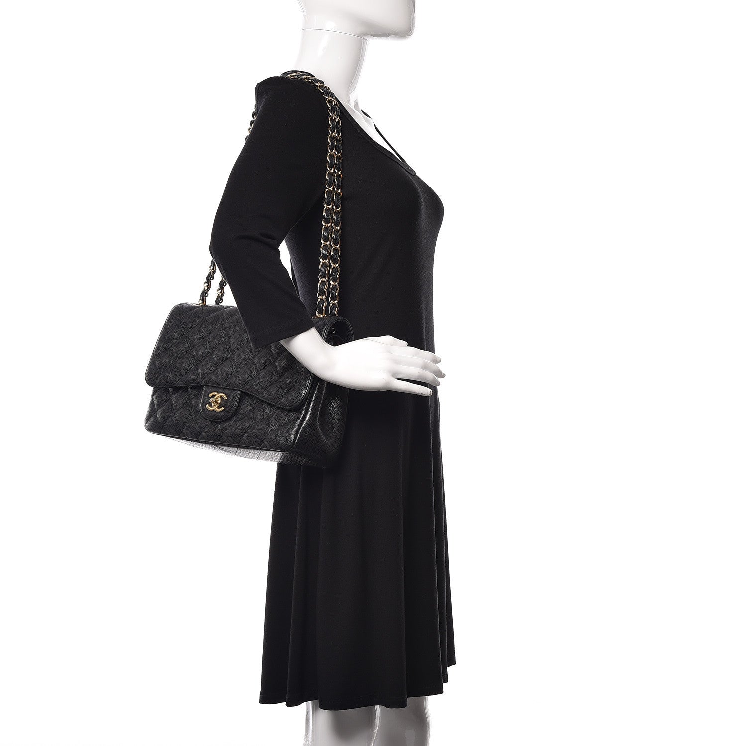 Chanel Caviar Quilted Jumbo Double Flap Black 2 of 9